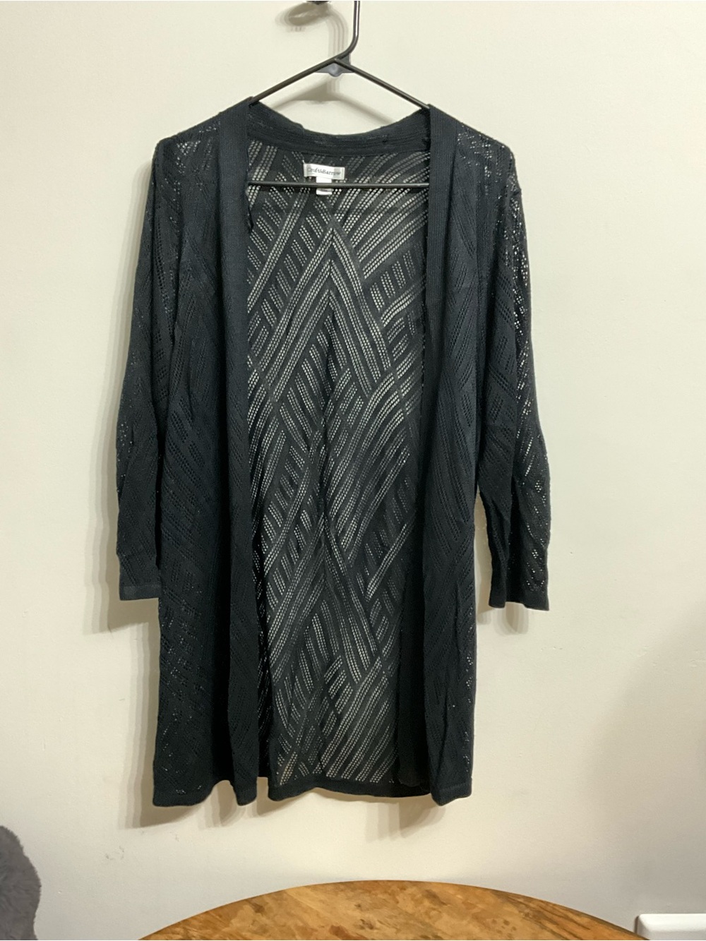 croft & barrow Open-Front Black Knit Cardigan